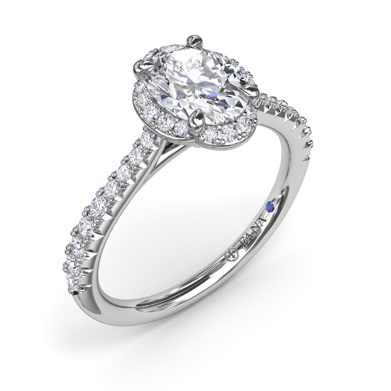 kortademigheid Chip ui 14K WHITE GOLD HALO SEMI-MOUNT RING SIZE 6.5 WITH 38=0.32TW ROUND G-H  VS2-SI1 DIAMONDS AND ONE ROUND BLUE SAPPHIRE (2.94 GRAMS) - 001-140-05383