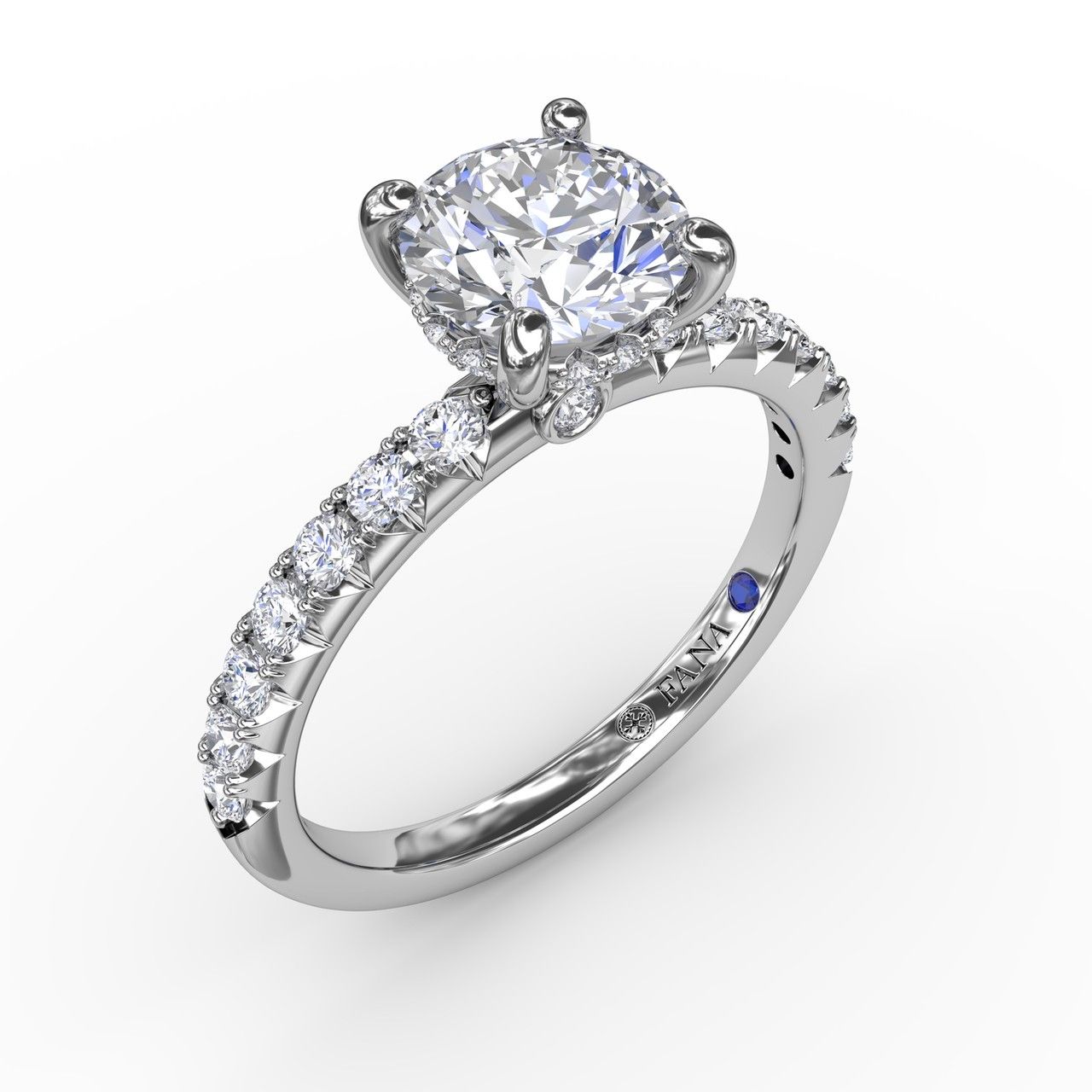 Round Hidden Halo Engagement Ring Setting