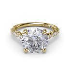 14K YELLOW GOLD PRONG SET SEMI-MOUNT RING SIZE 6.5 WITH 20=0.20TW ROUND G-H VS2-SI1 DIAMONDS