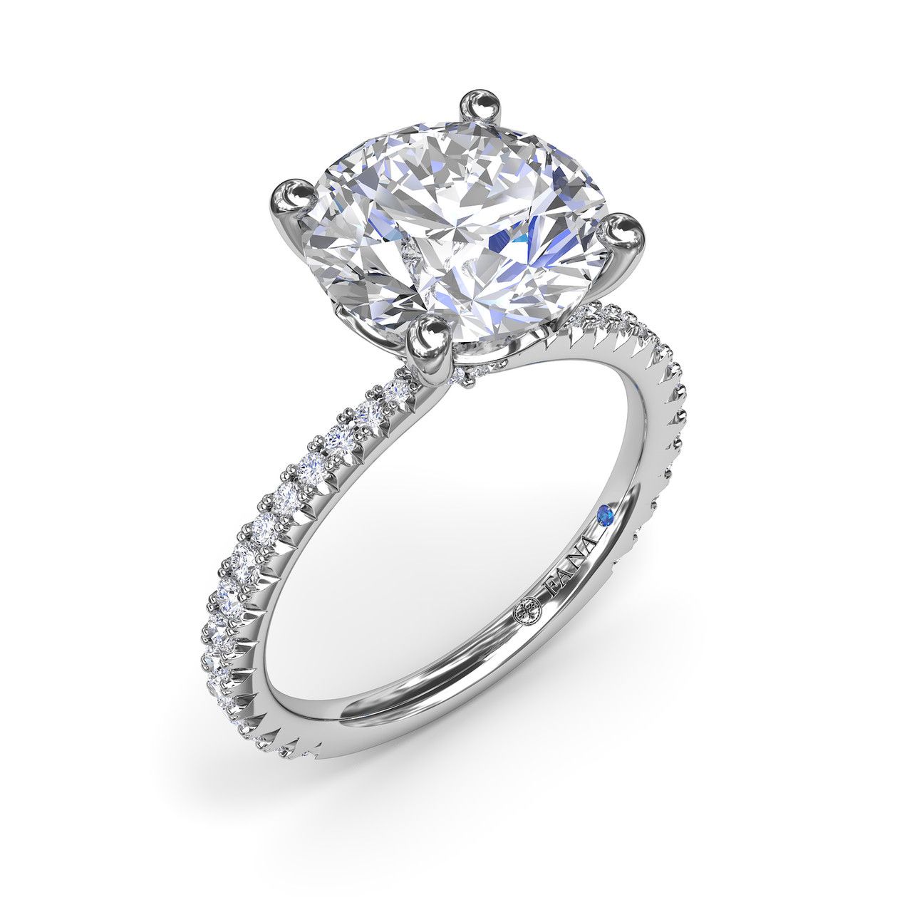 14K WHITE GOLD SEMI-MOUNT RING SIZE 6.5 WITH 38=0.40TW ROUND G-H VS2-SI1 DIAMONDS AND ONE ROUND BLUE SAPPHIRE  (3.47 GRAMS)