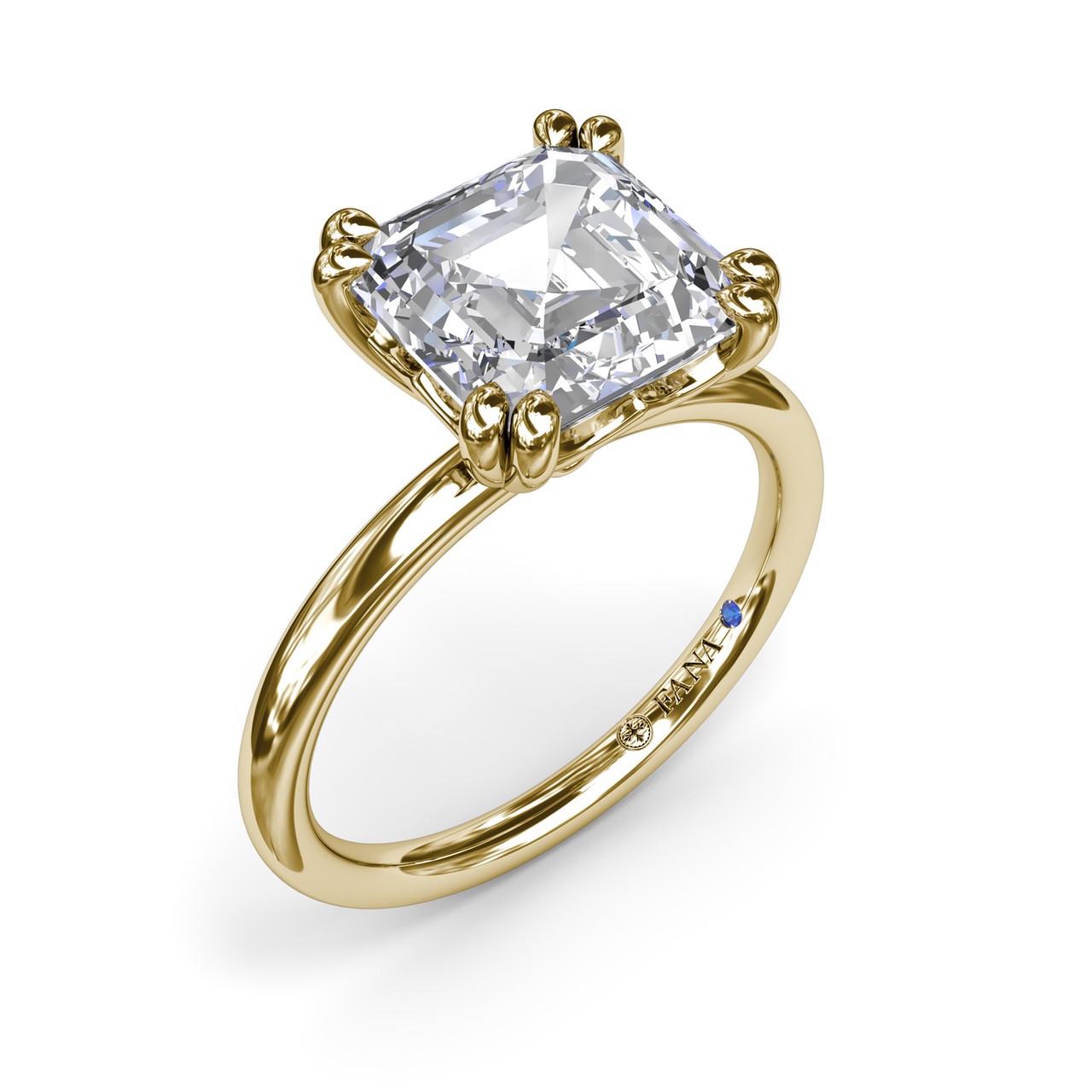 14K YELLOW GOLD SOLITAIRE SEMI-MOUNT RING SIZE 6.5 WITH 2 = 0.02TW ROUND F-G VS2-SI1 DIAMONDS AND ONE = 0.01CT ROUND BLUE SAPPHIRE   (3.80 GRAMS)
