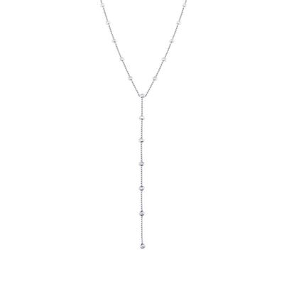 SHY CREATION 14K WHITE GOLD DIAMONDS BY THE YARD LARIAT NECKLACE WITH 19=0.48TW ROUND I I1 DIAMONDS 18