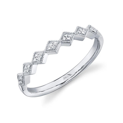 SHY CREATION 14K WHITE GOLD STACKABLE DIAMOND FASHION RING SIZE 7 WITH 28 = 0.05TW SINGLE CUT I I1 DIAMONDS