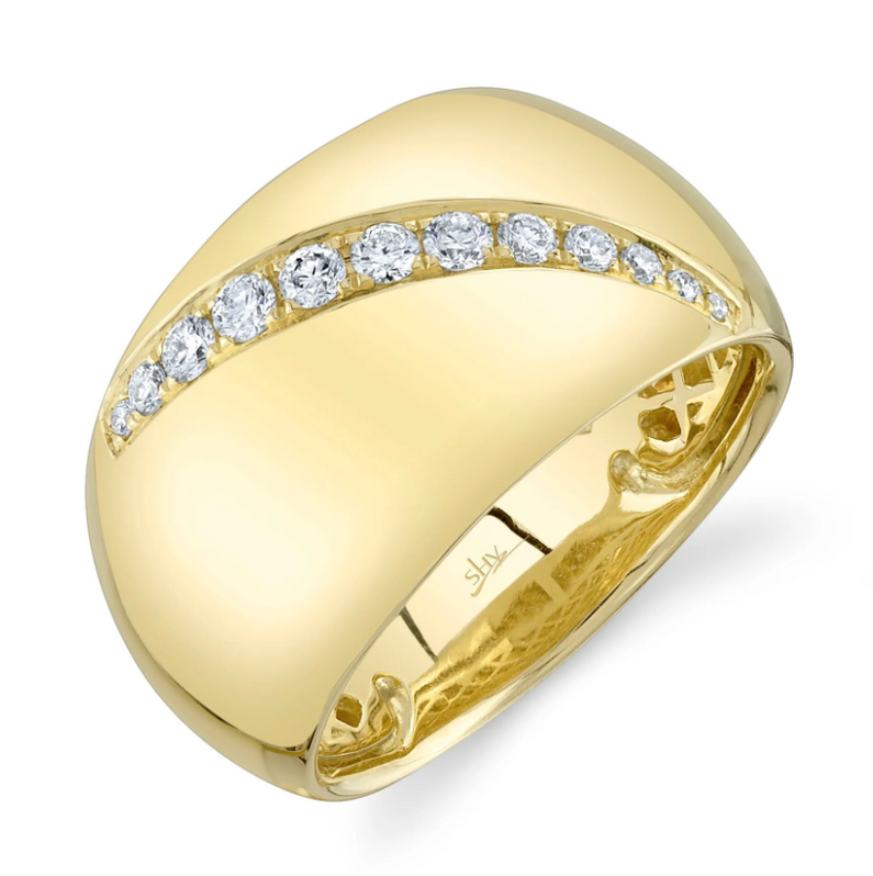 SHY CREATION 14K YELLOW GOLD DIAMOND FASHION RING SIZE 7 WITH 12=0.25TW ROUND H SI2 DIAMONDS  (6.65 GRAMS)