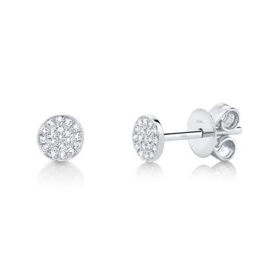 SHY CREATION 14K WHITE GOLD STUD DIAMOND EARRINGS WITH 38=0.07TW SINGLE CUT I I1 DIAMONDS   (0.91 GRAMS)