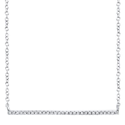 14K WHITE GOLD BAR DIAMOND NECKLACE WITH 29=0.08TW SINGLE CUT I I1 DIAMONDS 18