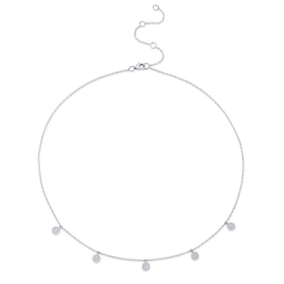 14K WHITE GOLD DIAMOND NECKLACE WITH 95=0.22TW SINGLE CUT I I1 DIAMONDS 18