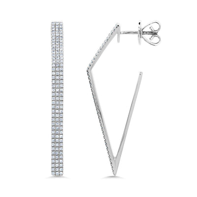 SHY CREATION 14K WHITE GOLD MODERN DIAMOND EARRINGS WITH 246 = 0.63TW SINGLE CUT I I1 DIAMONDS