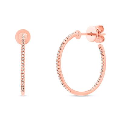 SHY CREATION 14K ROSE GOLD INSIDE OUT HOOP DIAMOND EARRINGS WITH 80=0.15TW SINGLE CUT I I1 DIAMONDS   (2.26 GRAMS)