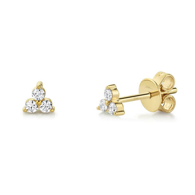 SHY CREATION 14K YELLOW GOLD STUD DIAMOND EARRINGS WITH 6=0.15TW ROUND I I1 DIAMONDS  (0.97 GRAMS)