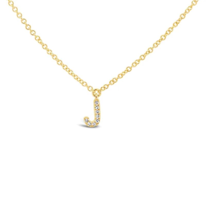 SHY CREATION 14K YELLOW GOLD J INITIAL DIAMOND NECKLACE WITH 8=0.03TW SINGLE CUT I I1 DIAMONDS 18