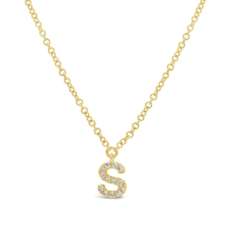 SHY CREATION 14K YELLOW GOLD INITIAL DIAMOND NECKLACE WITH 13=0.05TW SINGLE CUT I I1 DIAMONDS 18
