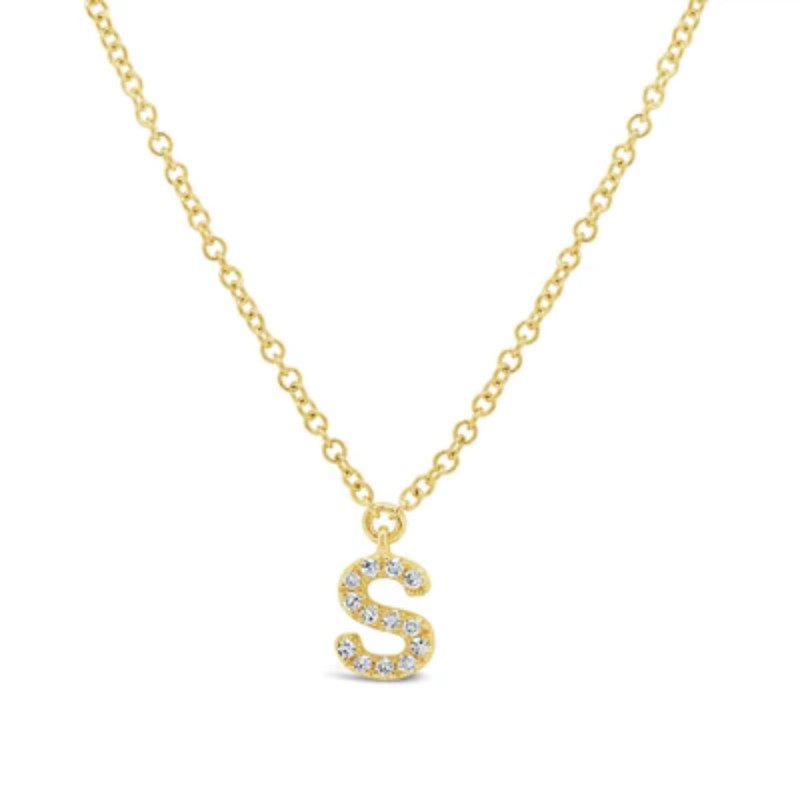 SHY CREATION 14K YELLOW GOLD INITIAL DIAMOND NECKLACE WITH 13=0.05TW SINGLE CUT I I1 DIAMONDS 18