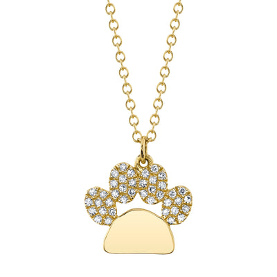 SHY CREATION 14K YELLOW GOLD PAW DIAMOND PENDANT WITH 40=0.09TW SINGLE CUT I I1 DIAMONDS 18