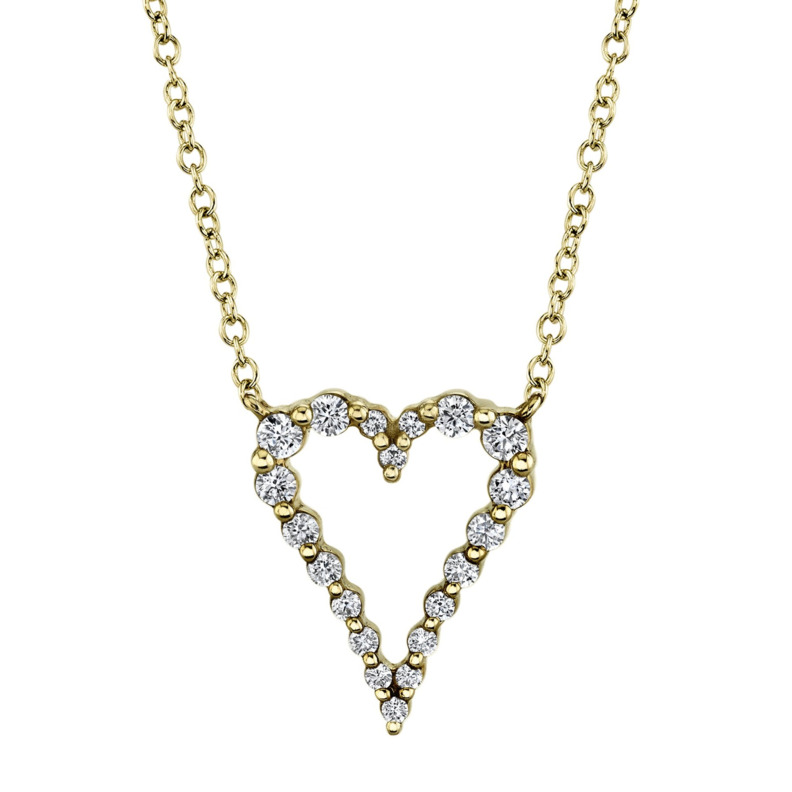 SHY CREATION 14K YELLOW GOLD HEART DIAMOND NECKLACE WITH 20=0.26TW ROUND H-I SI2 DIAMONDS 18