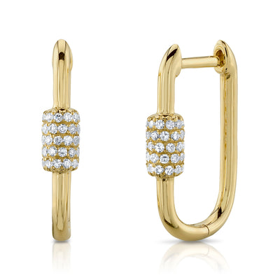 14K YELLOW GOLD HOOP DIAMOND EARRINGS WITH 100=0.24TW SINGLE CUT I I1 DIAMONDS   (2.03 GRAMS)