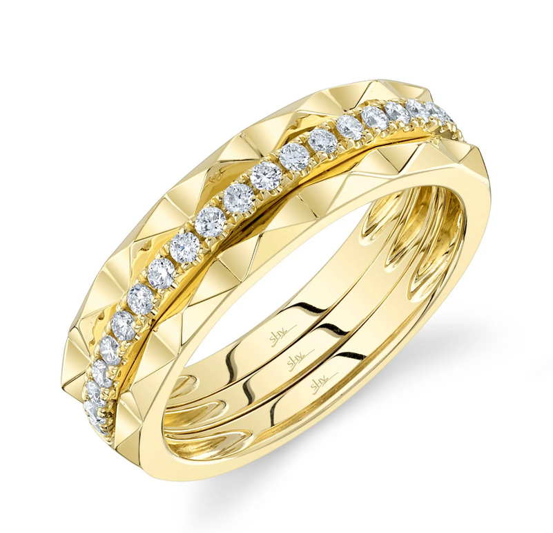 SHY CREATION 14K YELLOW GOLD DIAMOND FASHION RING SIZE 7 WITH 21=0.26TW ROUND H SI2 DIAMONDS   (5.93 GRAMS)