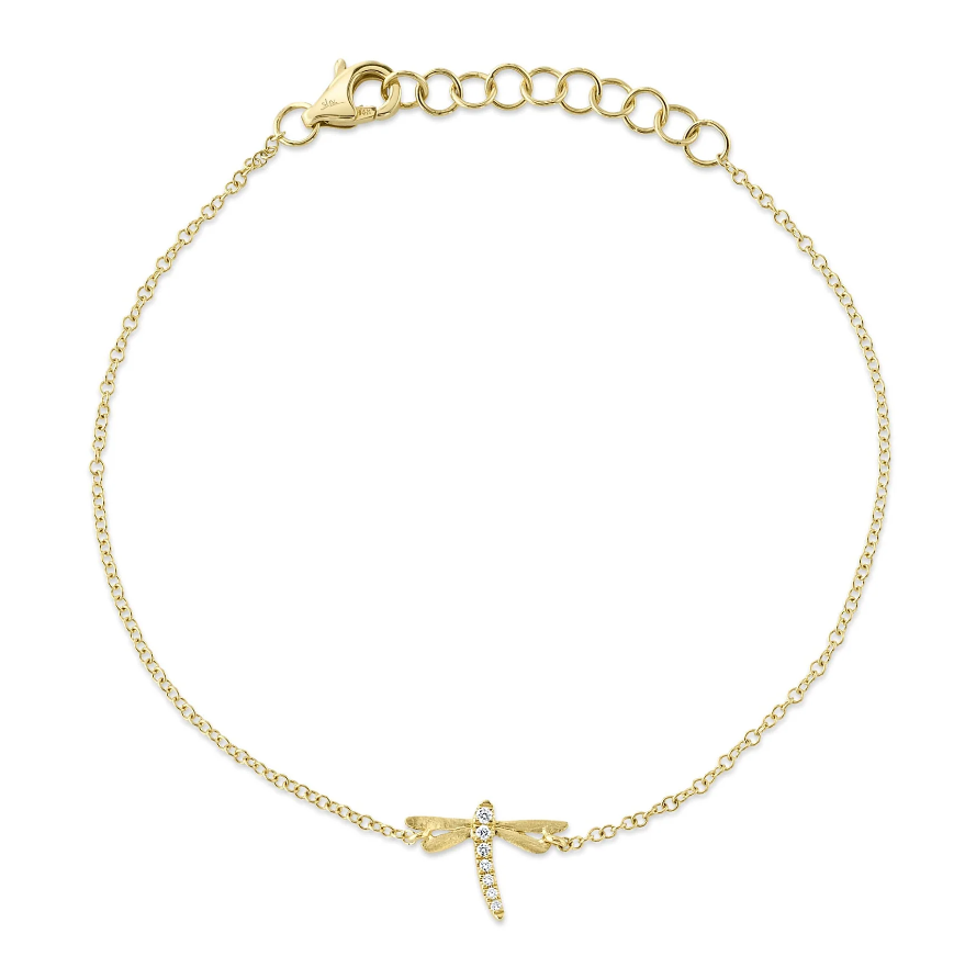 SHY CREATION 14K YELLOW GOLD SATIN DRAGONFLY DIAMOND 7