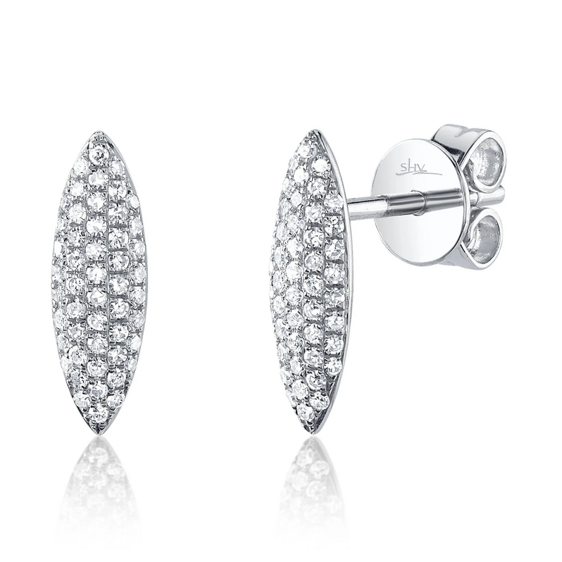 SHY CREATION 14K WHITE GOLD STUD DIAMOND EARRINGS WITH 100=0.22TW SINGLE CUT I I1 DIAMONDS   (1.60 GRAMS)