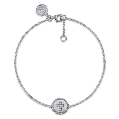 GABRIEL & CO BUJUKAN COLLECTION STERLING SILVER CROSS SATIN CABLE LINK 7