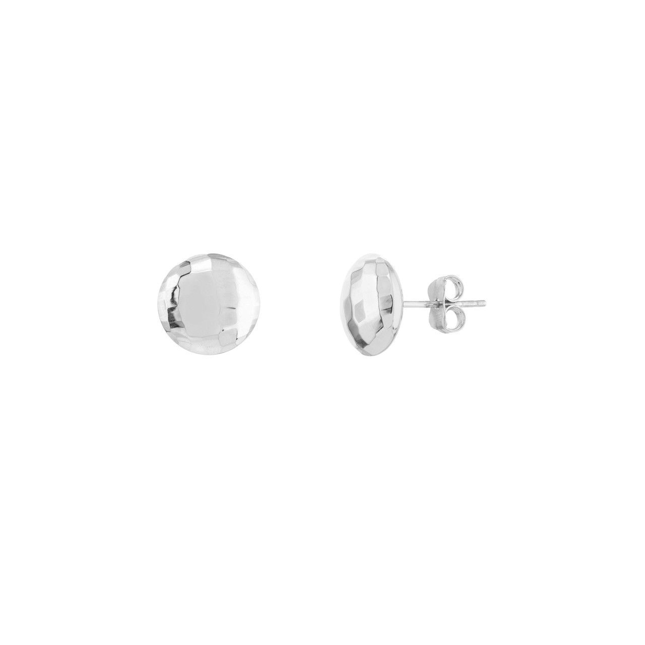 14KT WHITE GOLD HAMMERED STUD EARRINGS   (1.50 GRAMS)