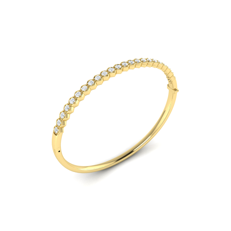 14K YELLOW GOLD BANGLE DIAMOND BRACELET WITH 23=1.39TW ROUND G-H VS2-SI1 DIAMONDS  (18.47 GRAMS)