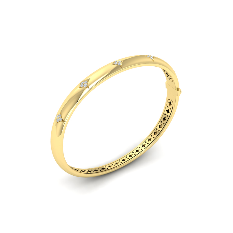 14K YELLOW GOLD BANGLE DIAMOND BRACELET WITH 20=0.25TW ROUND G-H VS2-SI1 DIAMONDS   (21.80 GRAMS)