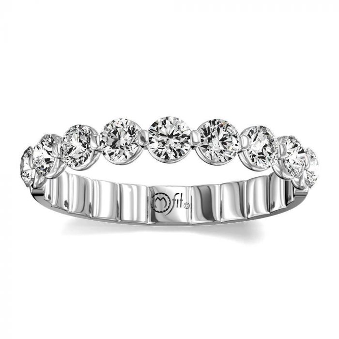 14K WHITE GOLD DIAMOND ANNIVERSARY RING SIZE 7 WITH 9=1.00TW ROUND H-I SI1 DIAMONDS   (2.949 GRAMS)