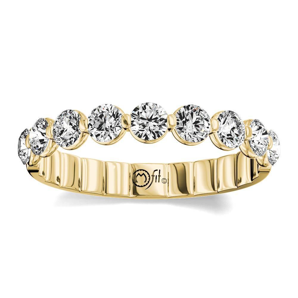 14K YELLOW GOLD DIAMOND ANNIVERSARY RING SIZE 4 WITH 9=1.00TW ROUND H-I SI1 DIAMONDS   (2.53 GRAMS)