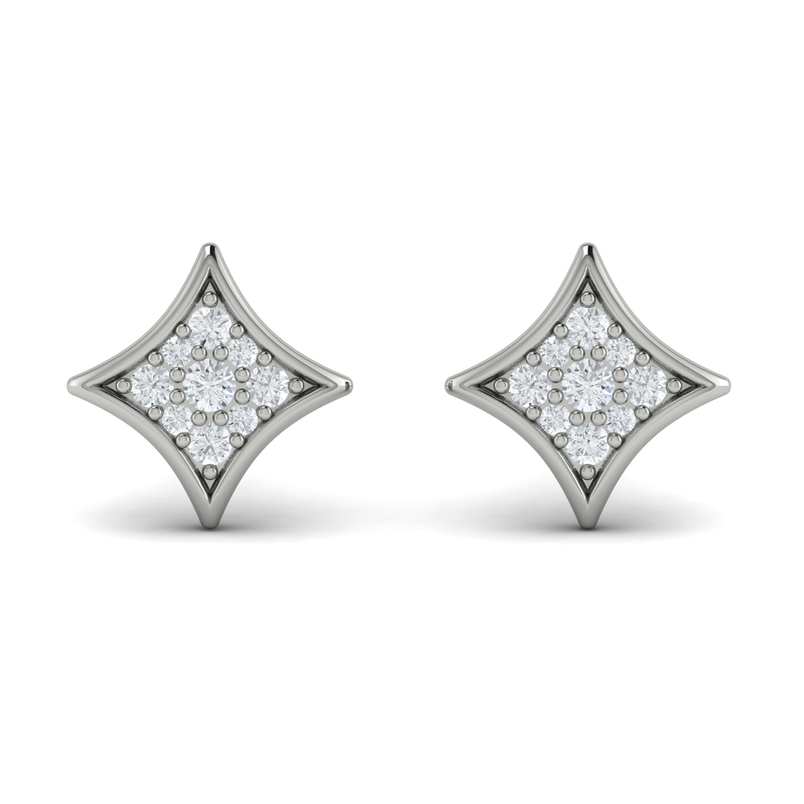 14K WHITE GOLD STUD DIAMOND EARRINGS WITH 18=0.18TW ROUND G-H VS2-SI1 DIAMONDS   (1.48 GRAMS)