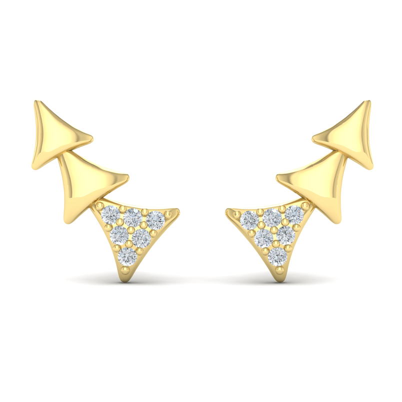 14K YELLOW GOLD DROP DIAMOND EARRINGS WITH 12=0.11TW ROUND G-H VS2-SI1 DIAMONDS