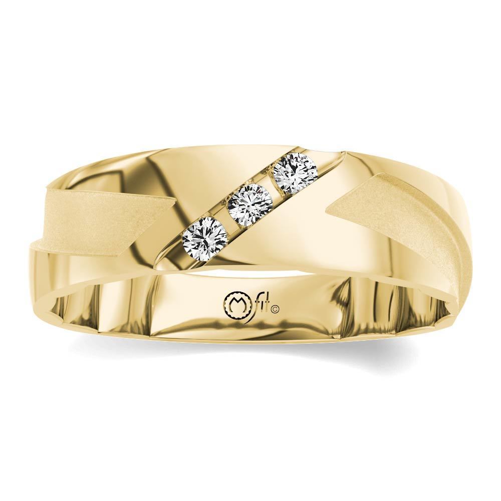 10K YELLOW GOLD M-FIT WEDDING BAND SIZE 10.5 WITH 3=0.50TW ROUND I I1 DIAMONDS    (9.12 GRAMS)