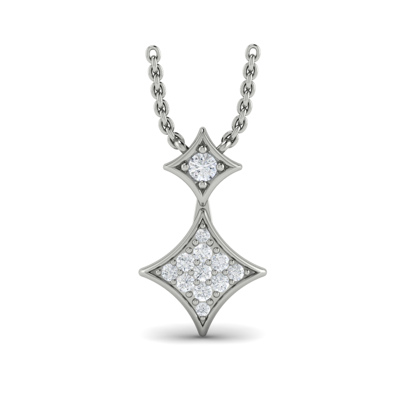 14K WHITE GOLD DIAMOND NECKLACE WITH 12=0.14TW ROUND G-H VS2-SI1 DIAMONDS 18