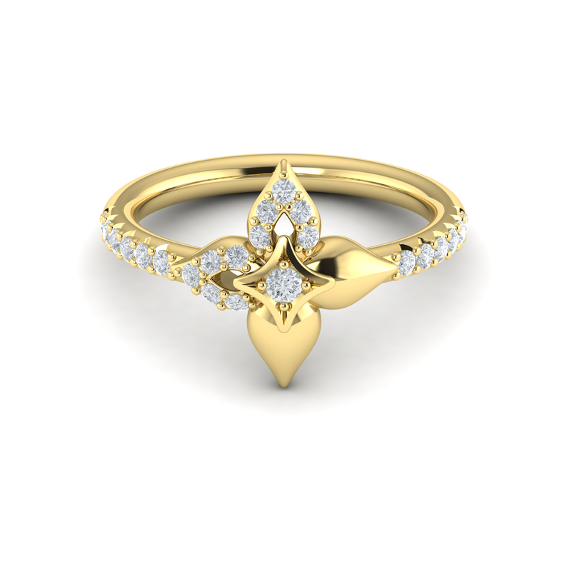 14K YELLOW GOLD DIAMOND FASHION RING SIZE 6.75 WITH 23=0.34TW ROUND G-H VS2-SI1 DIAMONDS   (3.29 GRAMS)