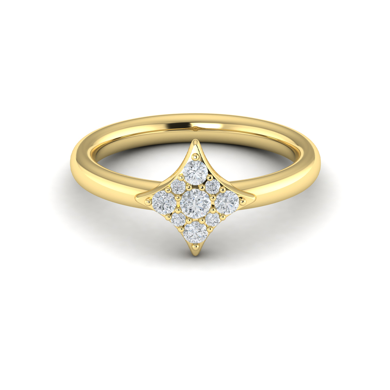 14K YELLOW GOLD DIAMOND FASHION RING SIZE 6.75 WITH 9=0.26TW ROUND G-H VS2-SI1 DIAMONDS    (3.22 GRAMS)