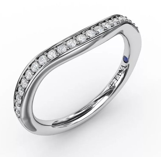 14 KARAT WHITE GOLD DIAMOND ANNIVERSARY RING SIZE 6.5 WITH 25=0.21TW ROUND G-H COLOR VS2-SI1 CLARITY DIAMONDS AND ONE ROUND BLUE SAPPHIRE   (2.80 GRAMS)