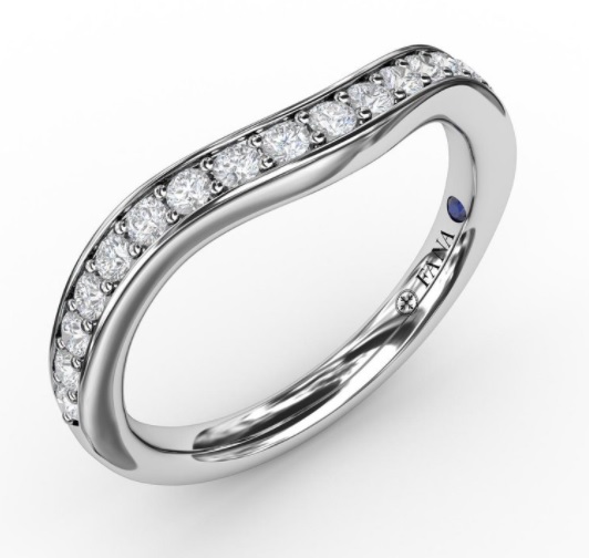 14 KARAT WHITE GOLD DIAMOND ANNIVERSARY RING SIZE 6.5 WITH 19=0.34TW ROUND G-H COLOR VS2-SI1 CLARITY DIAMONDS AND ONE ROUND BLUE SAPPHIRE