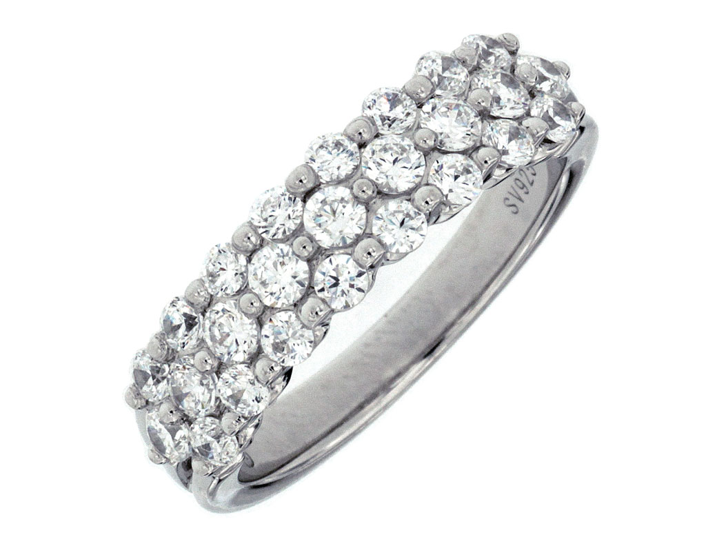 14K WHITE GOLD DIAMOND ANNIVERSARY RING SIZE 6.5 WITH 31=0.78TW ROUND G VS2 DIAMONDS    (3.75 GRAMS)