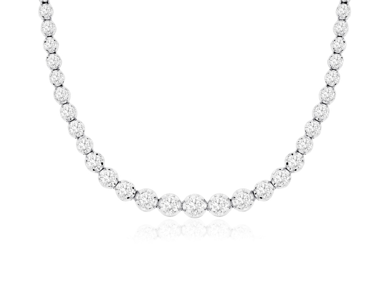 14K WHITE GOLD DIAMOND NECKLACE WITH 57=2.92TW ROUND G-H SI1-SI2 DIAMONDS