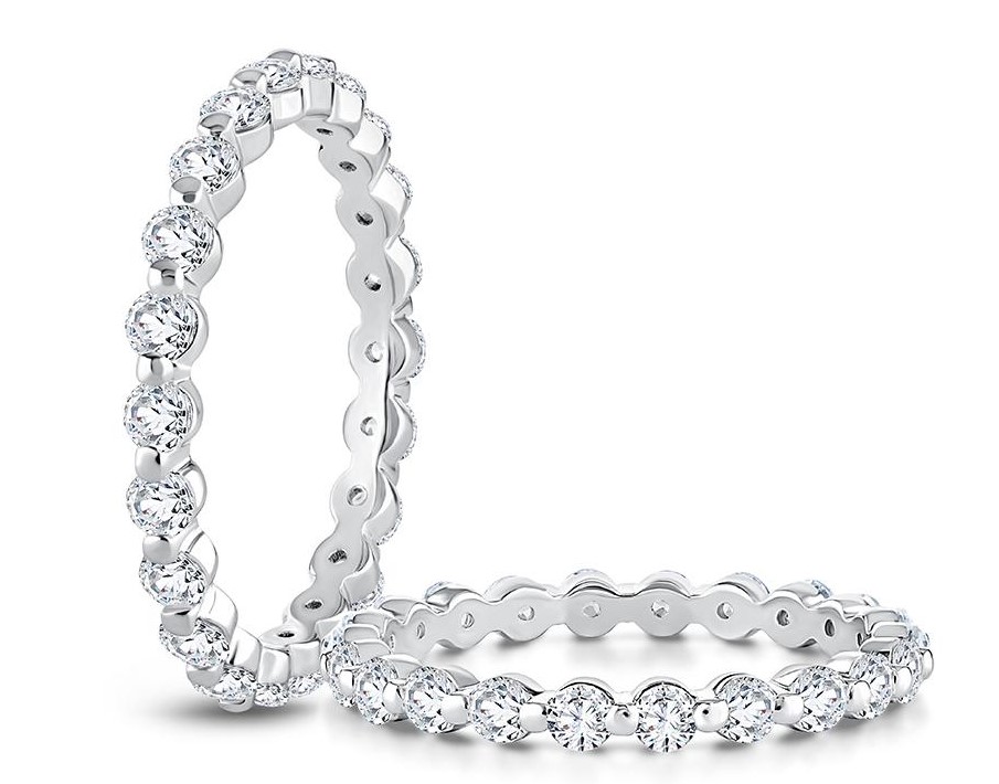 18K WHITE GOLD ETERNITY DIAMOND ANNIVERSARY RING SIZE 6 WITH 21=1.05TW ROUND G-H SI1 DIAMONDS   (2.03 GRAMS)