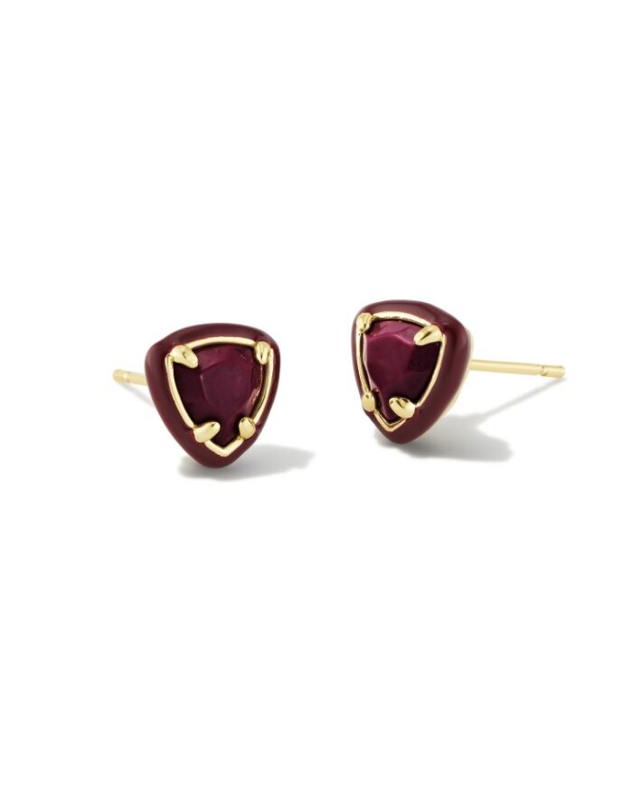 KENDRA SCOTT ARDEN COLLECTION 14K YELLOW GOLD PLATED BRASS FASHION STUD EARRINGS WITH MAROON MAGNESITE