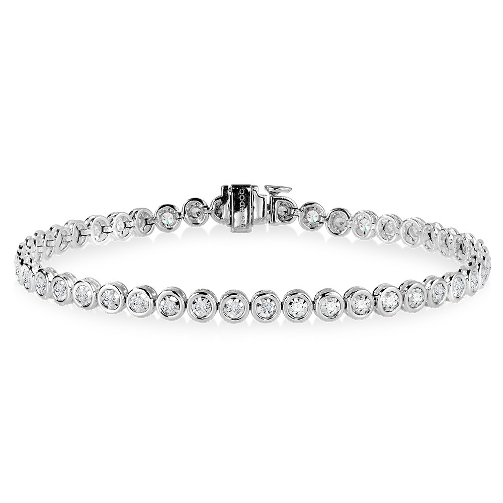 14K WHITE GOLD TENNIS DIAMOND BRACELET WITH 45=1.00TW ROUND H-I I1 DIAMONDS    (8.34 GRAMS)