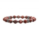 8.5MM RAINBOW JASPER BEADS WITH BLACK OXIDIZED STAINLESS STEEL BEADED 7.5