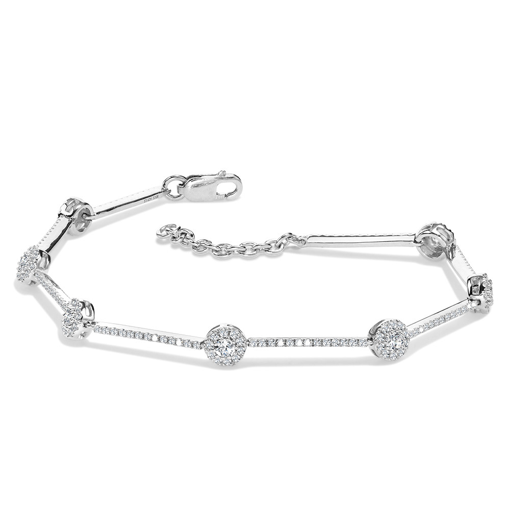 14K WHITE GOLD TENNIS DIAMOND BRACELET WITH 181=0.87TW ROUND H-I I1 DIAMONDS   (5.13 GRAMS)