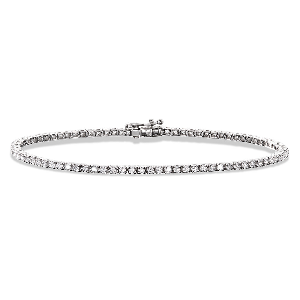 14K WHITE GOLD TENNIS DIAMOND BRACELET WITH 57=1.00TW ROUND H-I I1-I2 DIAMONDS     (4.76 GRAMS)