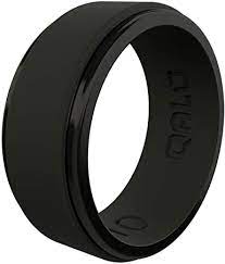 QALO MENS SILICONE BLACK STEP EDGE POLISHED SIZE 12