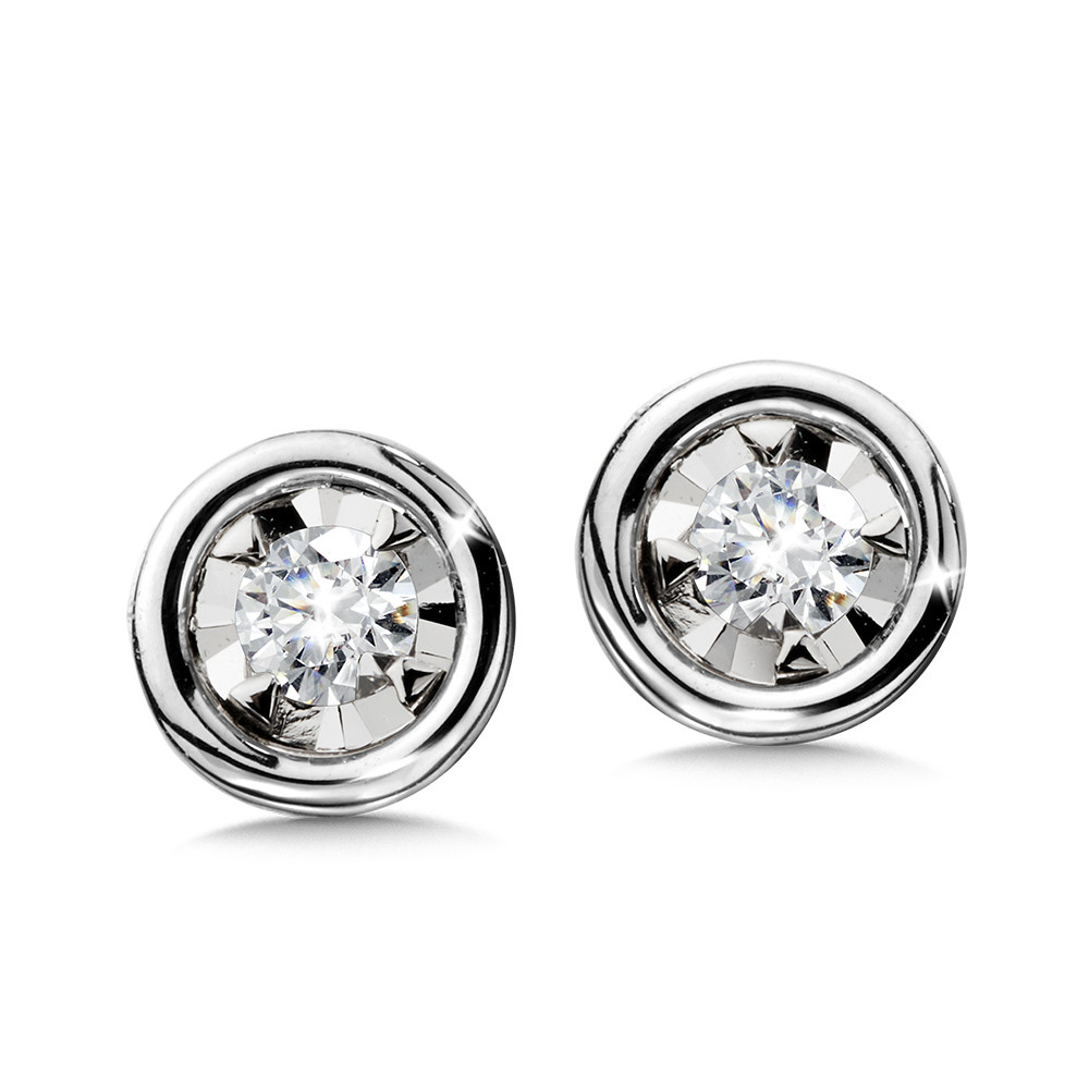 14K WHITE GOLD STUD DIAMOND EARRINGS WITH 2=0.25TW ROUND H-I I1 DIAMONDS