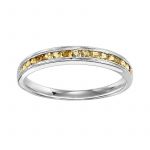 MILGRAIN 10K WHITE GOLD CHANNEL RING SIZE 7 WITH 17=0.33TW ROUND CITRINES   (1.50 GRAMS)