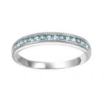 10K WHITE GOLD STACKABLE RING WITH 17=0.33TW ROUND BLUE TOPAZS   (1.59 GRAMS)