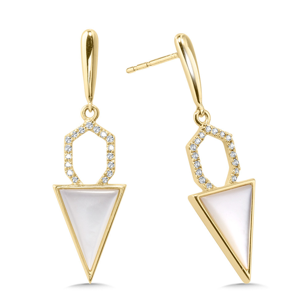 Diamond and Pearl Dangle Earrings